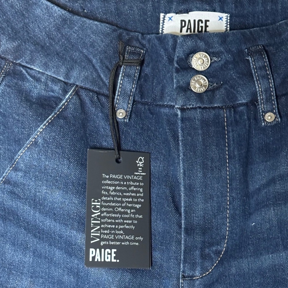 PAIGE Dion Cargo Pockets Gracie Lou Flare Jeans Sz 26 High Rise Dark Wash NWT - Picture 6 of 15